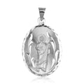 High Polished 925 Sterling Silver Oval St. Jude Medallion Pendant - JCA099-5