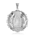 High Polished 925 Sterling Silver DC Round Lady of Guadalupe Medallion Pendant - JCA100-1