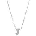 Rhodium Plated 925 Sterling Silver Small Initial J Necklace - JCP00001-J