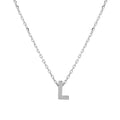 Rhodium Plated 925 Sterling Silver Small Initial L Necklace - JCP00001-L