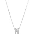 Rhodium Plated 925 Sterling Silver Small Initial N Necklace - JCP00001-N