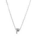 Rhodium Plated 925 Sterling Silver Small Initial P Necklace - JCP00001-P