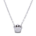 Rhodium Plated 925 Sterling Silver Mini Crown Pedant Necklace - JCP00003RH