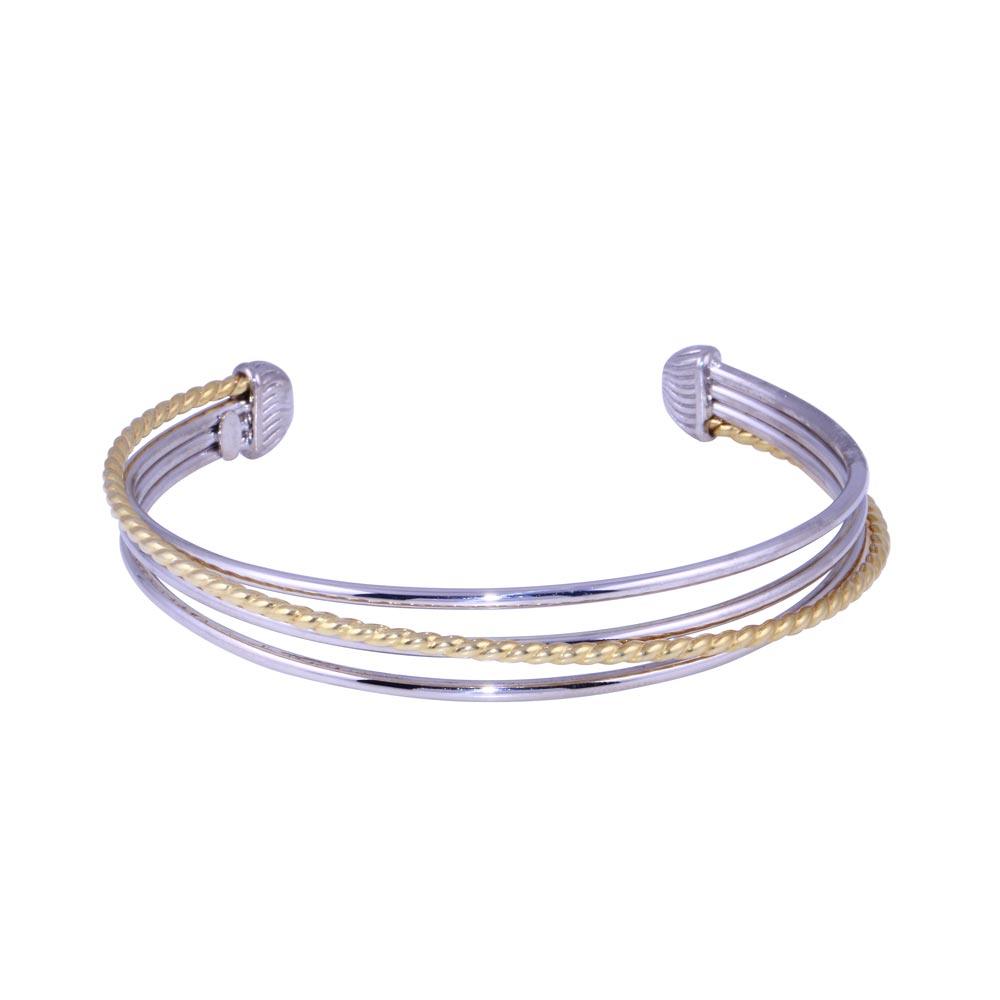925 Gold Plated 4 Strand Twisted Italian Bracelet - JPB00020GP