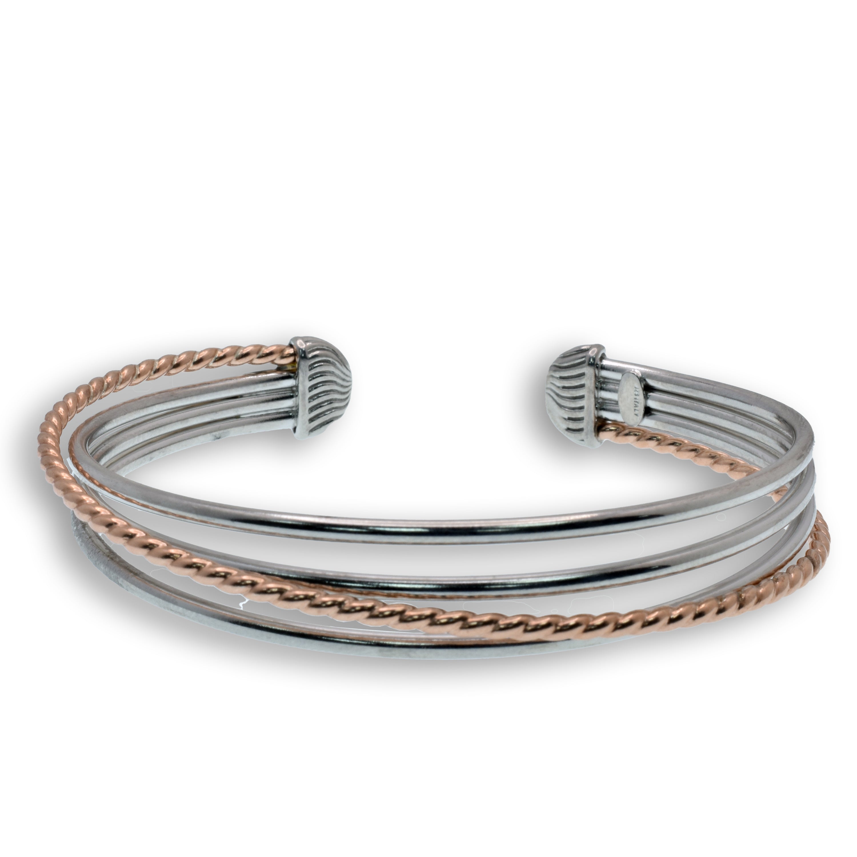 925 Gold Plated 4 Strand Twisted Italian Bracelet - JPB00020RGP