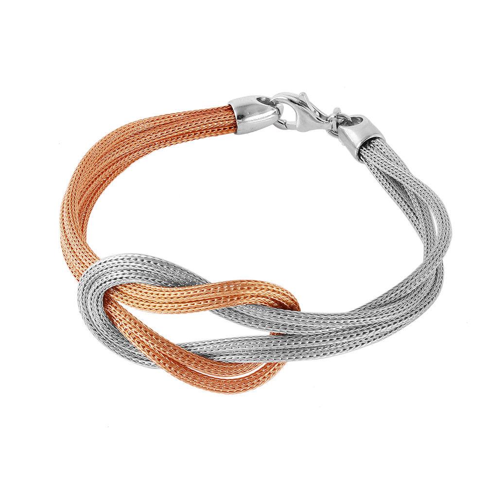 Silver 925 Rose Gold Plated Mesh Infinity Knot Italian Bracelet - JPB00023RGP