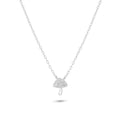Rhodium Plated 925 Sterling Silver Mushroom Charm Adjustable Necklace - JTN00003