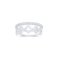 Rhodium Plated 925 Sterling Silver Eternity Clover Clear CZ Ring Set - JTR00002