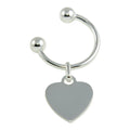High Polished 925 Sterling Silver U-Shaped Keychain with Heart Charm - KEYCHAIN20
