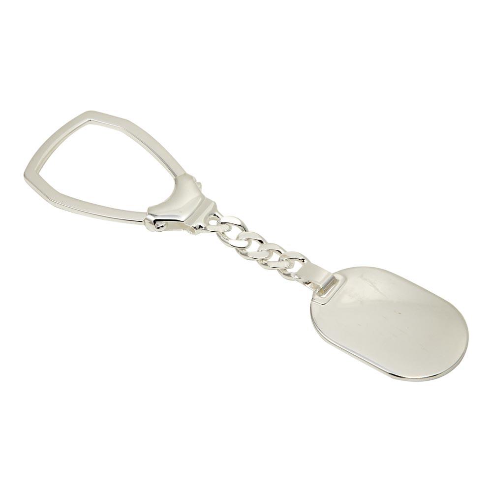 Rhodium Plated 925 Sterling Silver Engravable Keychain - KEYCHAIN21