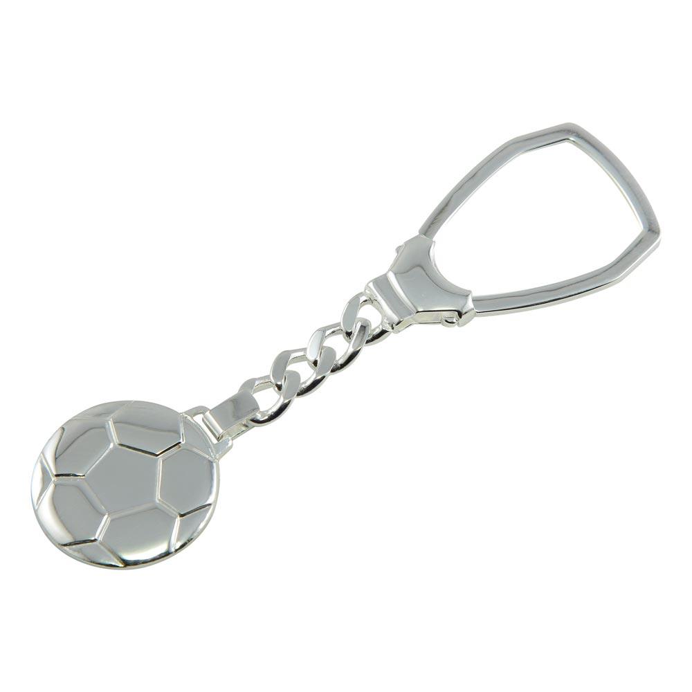 High Polished 925 Sterling Silver Soccer Ball Keychain - KEYCHAIN23