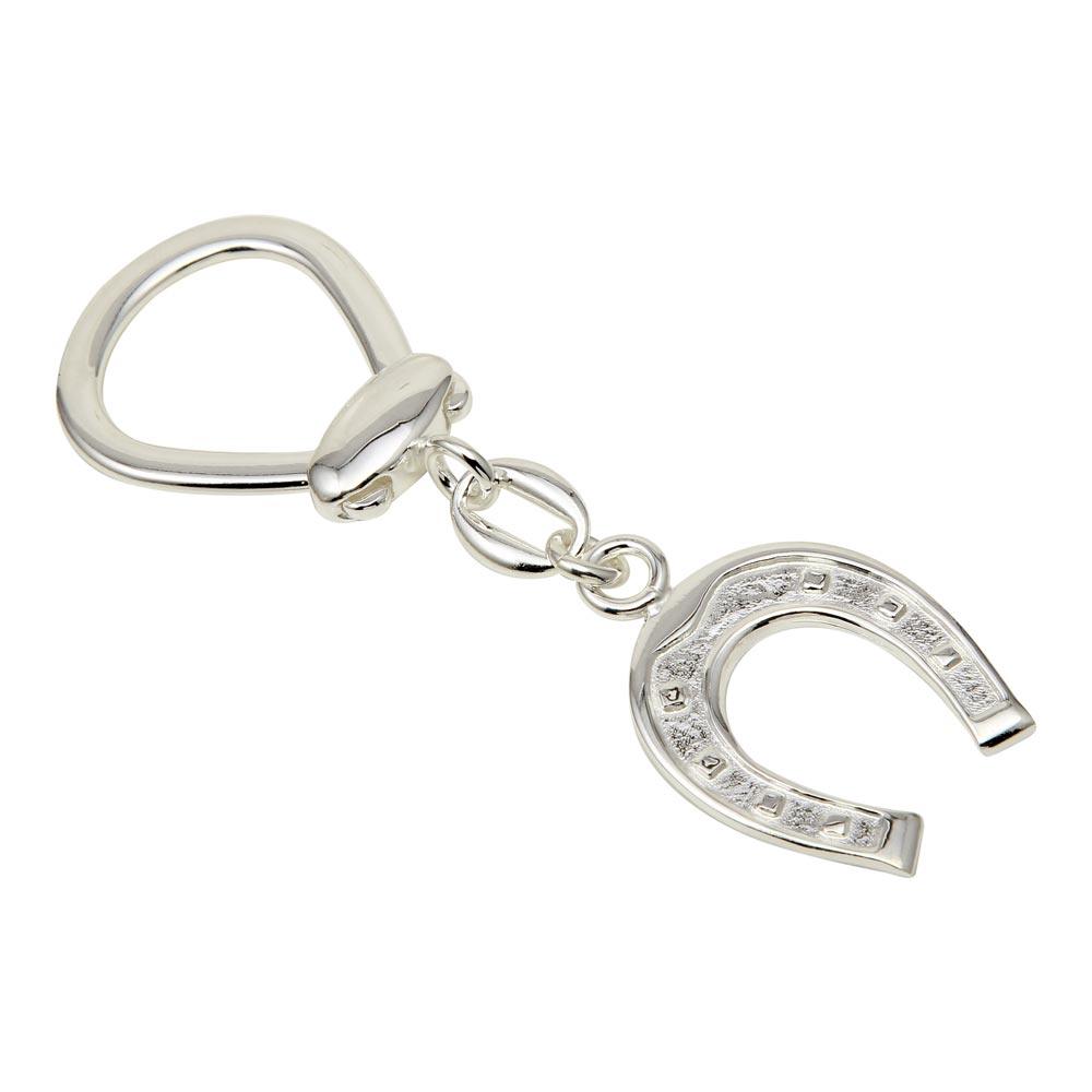 Rhodium Plated 925 Sterling Silver Horseshoe Keychain - KEYCHAIN29