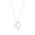 Rhodium Plated 925 Sterling Silver Lab Grown Diamond Assymetrical Heart Pendant Adjustable Necklace - LGMN00003