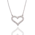 Rhodium Plated 925 Sterling Silver Lab Grown Diamond on 14.5mm x 14mm Heart Pendant Adjustable Necklace - LGMN00004