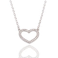 Rhodium Plated 925 Sterling Silver Lab Grown Diamond on 13.5mm x 10.5mm Heart Pendant Adjustable Necklace - LGMN00006
