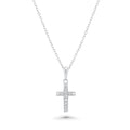 Rhodium Plated 925 Sterling Silver Dainty Lab Grown Diamond Cross Necklace - LGMN00010