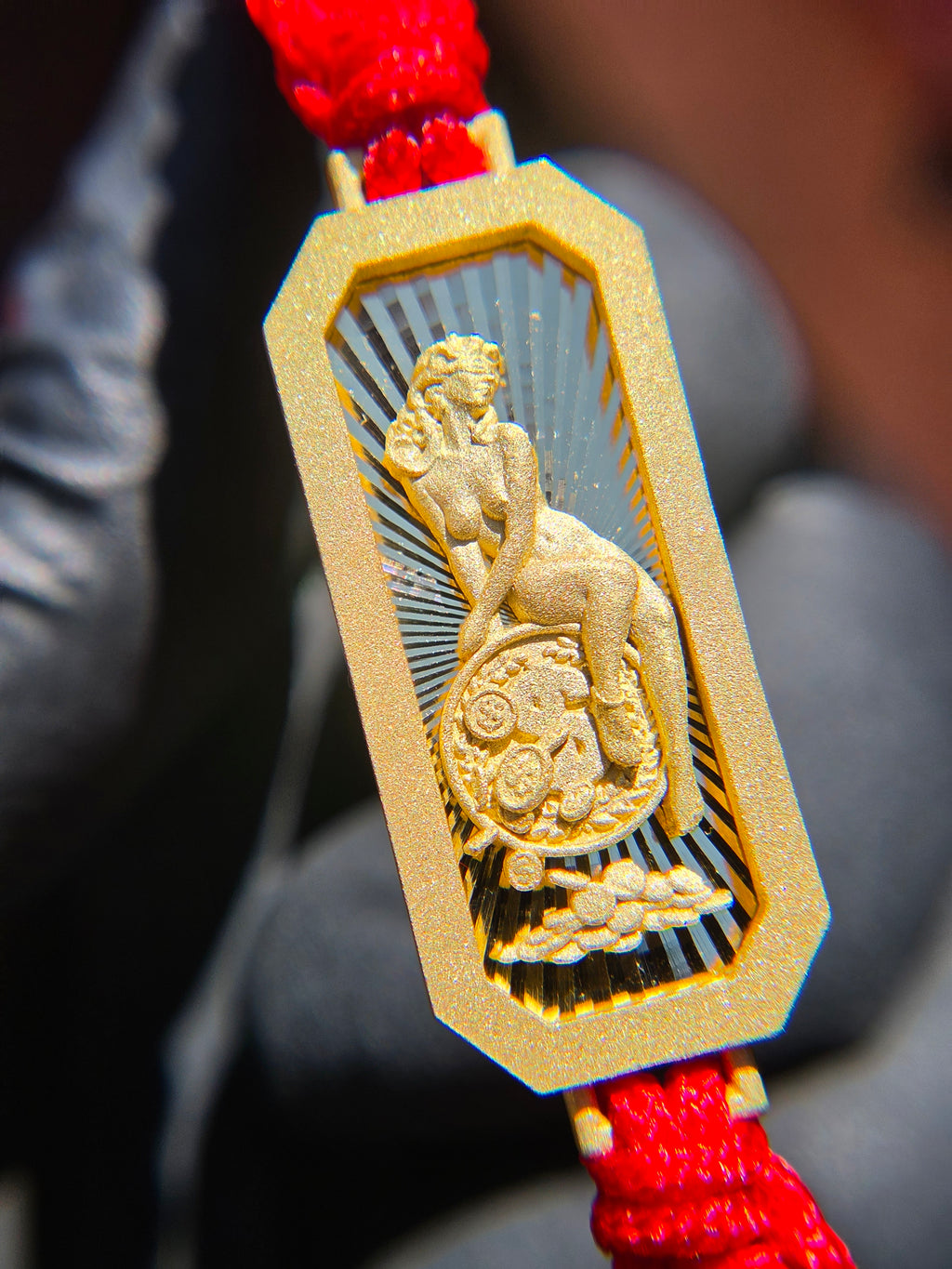 Lady Fortuna ID Bracelet on Red String — detail 3