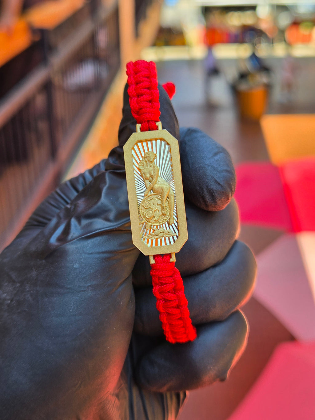 Lady Fortuna ID Bracelet on Red String — detail 4