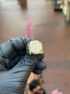 Lucky "Fu" with a Fluted Bezel Ring in solid 10K-24K gold