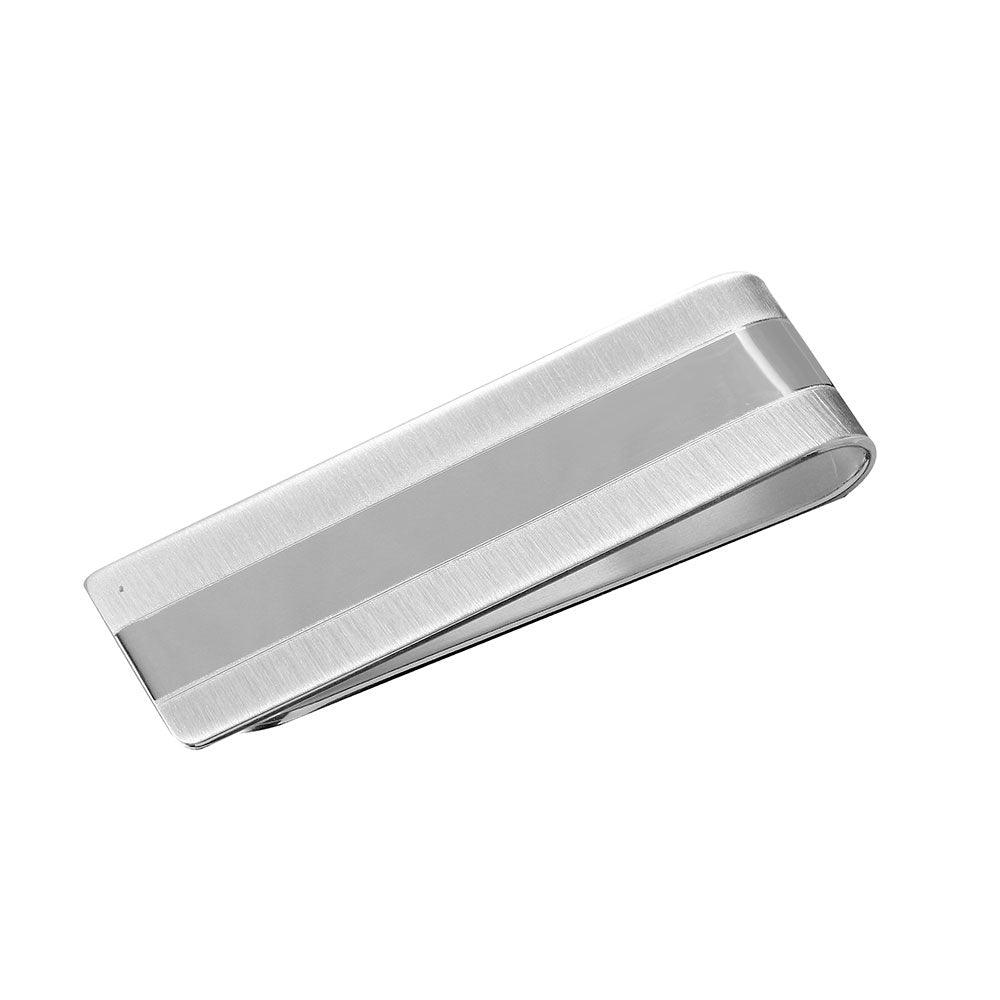 Silver 925 High Polished and Matte Finished Money Clip - MONEYCLIP1