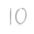 Rhodium Plated 925 Sterling Silver Round Moissanite Studded 20mm Hoop Earring - MDGE00003