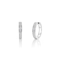 Rhodium Plated 925 Sterling Silver Huggie Moissanite Studded 14.5mm Hoop Earring - MDGE00004