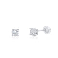 Rhodium Plated 925 Sterling Silver Round Moissanite Studded 5mm Stud Earring - MDGE00011