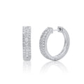 Rhodium Plated 925 Sterling Silver Moissanite Studded 12.5mm Hoop Earring - MDGE00012