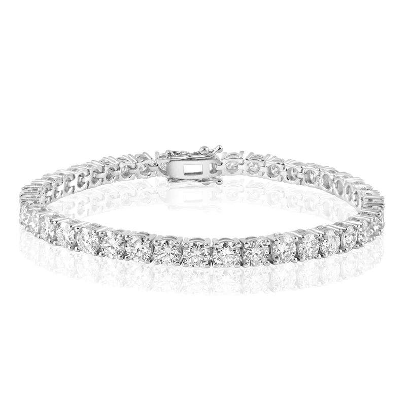 Rhodium Plated 925 Sterling Silver Moissanite Stone 2.5mm Tennis Bracelet - MSLB00001