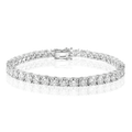 Rhodium Plated 925 Sterling Silver Round Lab Grown Diamond 3mm Tennis Bracelet - LGMB00001