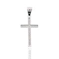 Rhodium Plated 925 Sterling Silver Moissanite Cross 13.3mm x 21.7mm Pendant - MGMN00021