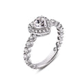 Rhodium Plated 925 Sterling Silver Moissanite Stone Heart Ring - MGMR00008