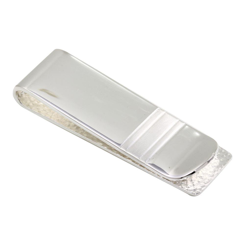 Rhodium Plated 925 Sterling Silver Money Clip with Matte Bar - MONEYCLIP10