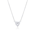 Rhodium Plated 925 Sterling Silver Moissanite Heart Pendant Adjustable Necklace - MPAN0004 | MPAN0005 | MPAN0006 | MPAN0007 | MPAN0008
