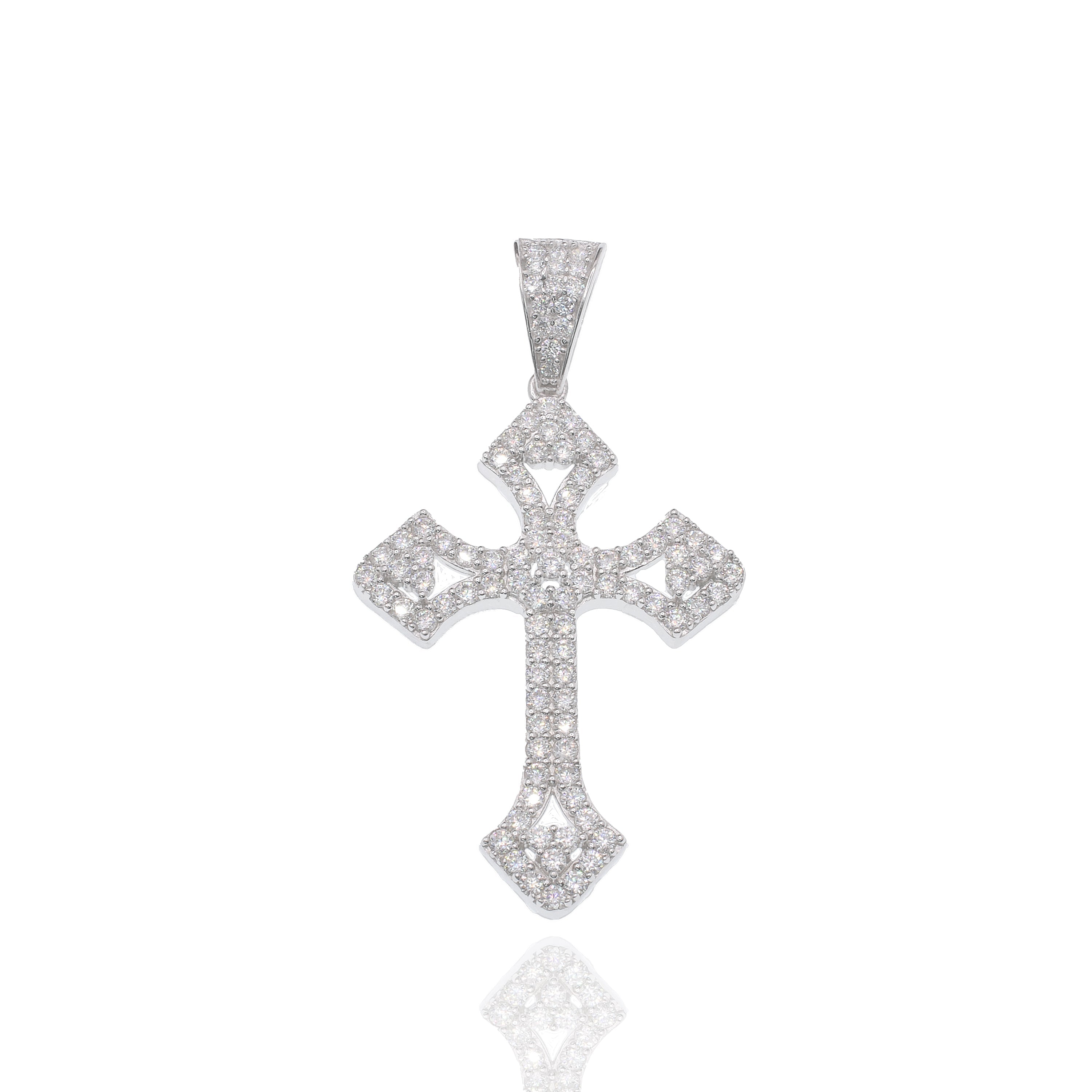 Rhodium Plated 925 Sterling Silver Moissanite Encrusted 25mm x 34mm Pendant - MPAP0001