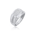 Rhodium Plated 925 Sterling Silver Men's Classic Moissanite Rectangle Top 13mm Ring - MPAR00036