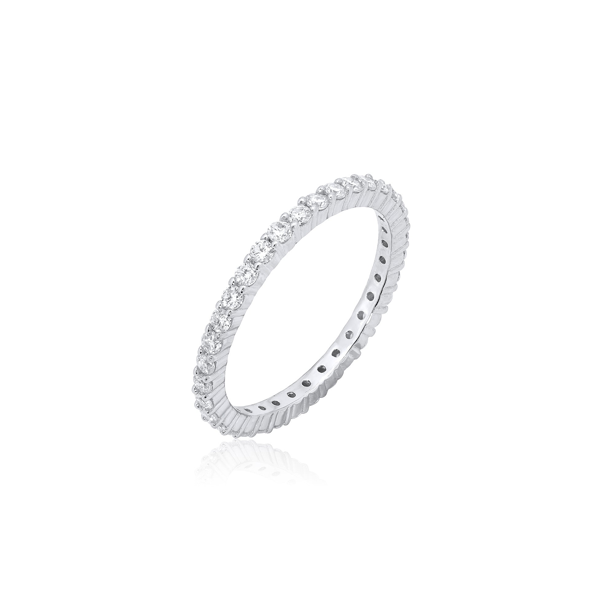 Rhodium Plated 925 Sterling Silver Moissanite 2mm Eternity Ring - MPAR00040