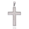 Rhodium Plated 925 Sterling Silver Moissanite 21.5mm x 31mm Iced Out Cross Hip Hop Pendant - MSLP00193
