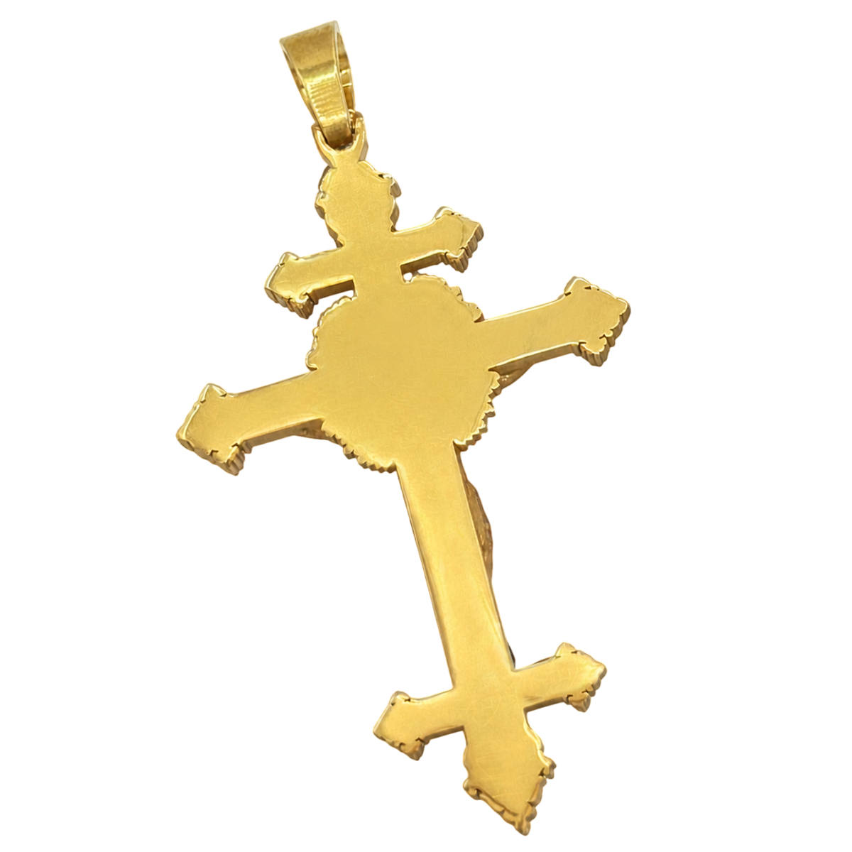 Museum-Level Crucifix gold pendant, reverse view
