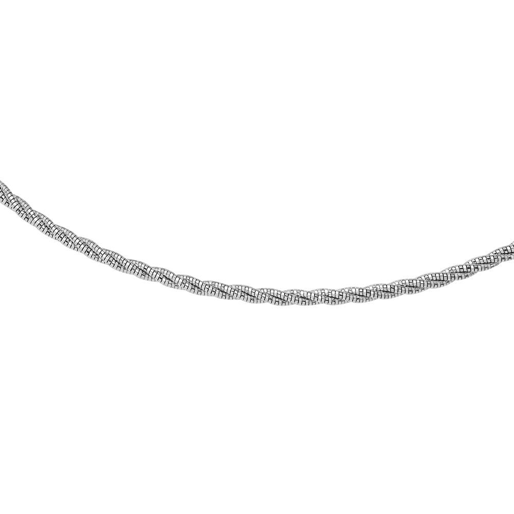 Rhodium Plated 925 Sterling Silver3 Layer Twisted Omega Spring Chain 3mm - CH911 RH