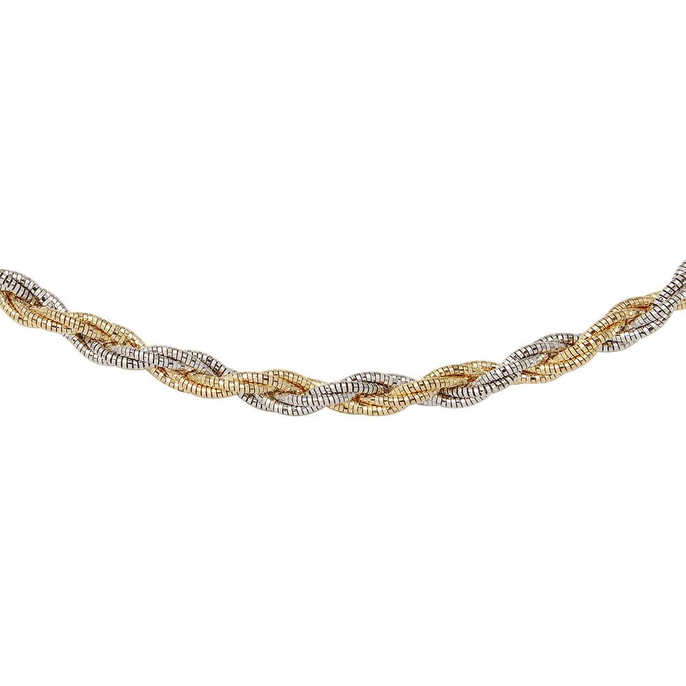 Gold And Rhodium Plated 925 Sterling Silver6 Layer Twisted Omega Spring Chain 5.5mm - CH916 GP