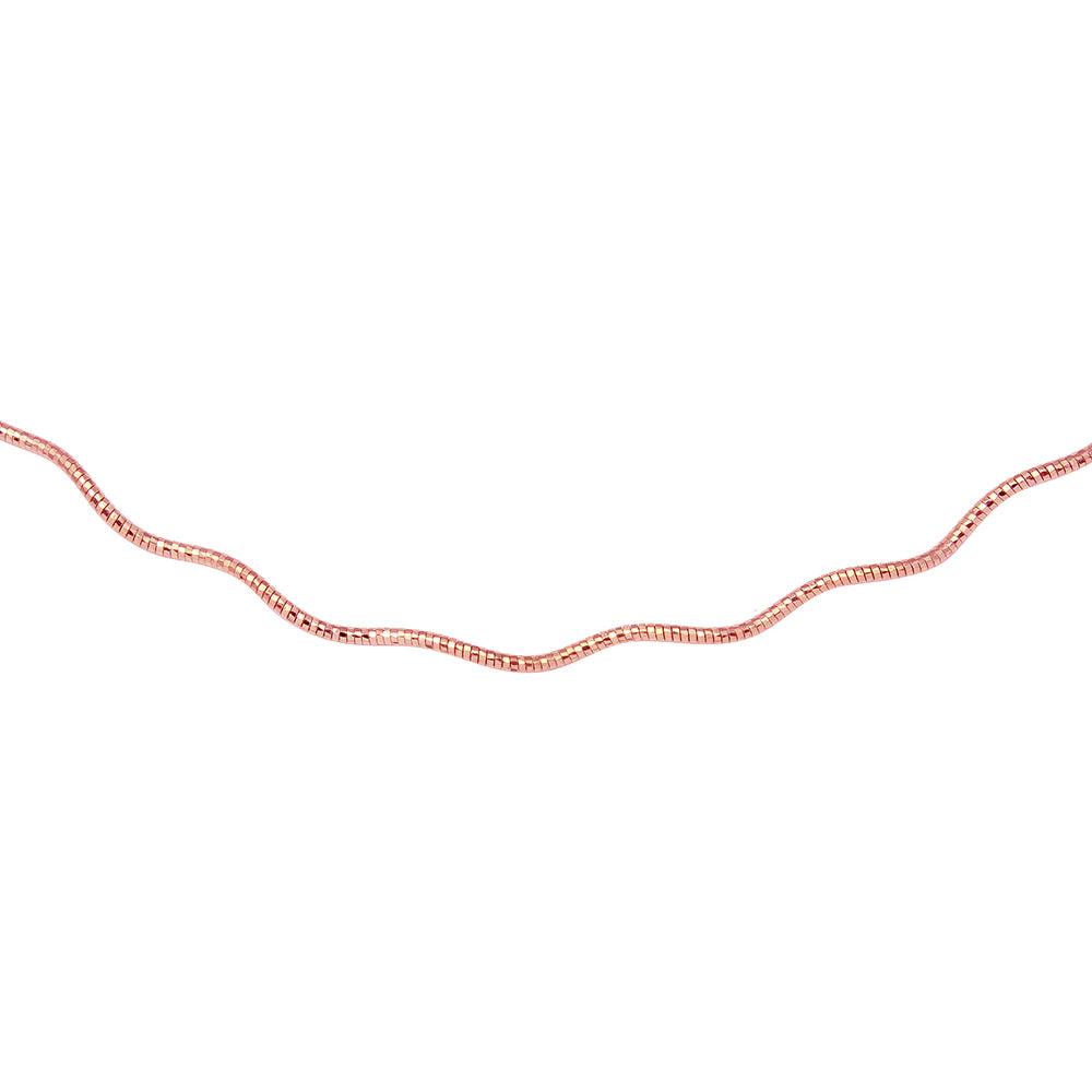 Rose Gold Plated 925 Sterling Silver1 Layer Wave Omega Spring Chain 1.3mm - CH924 RGP