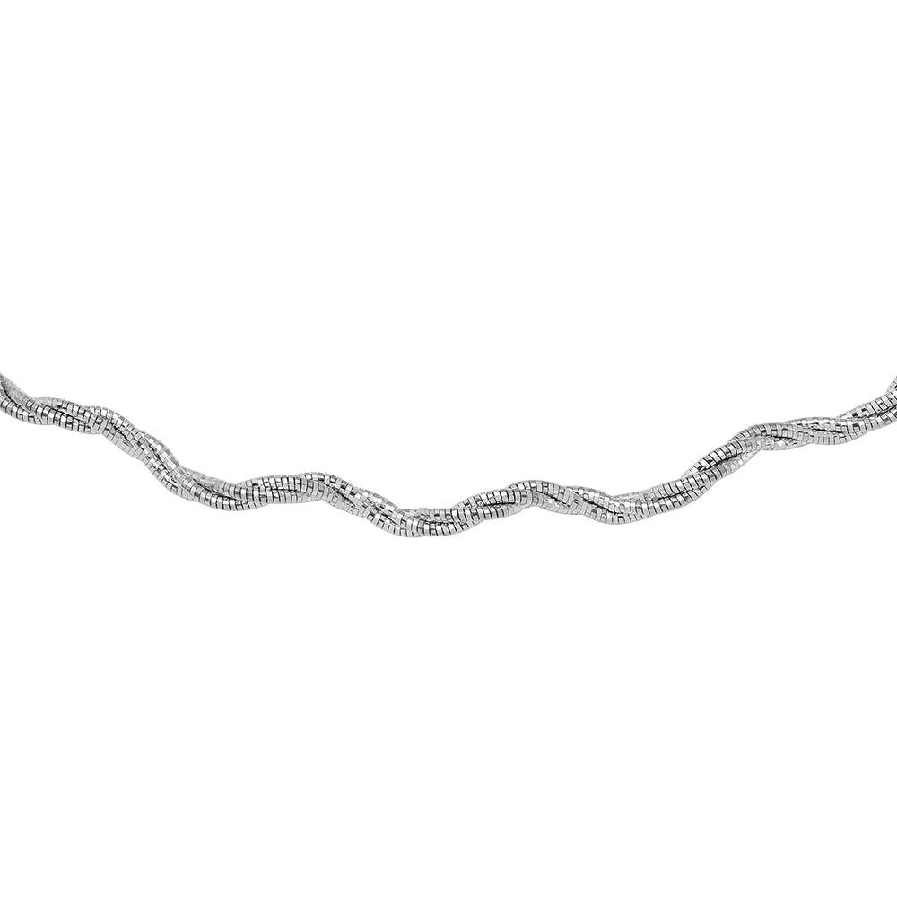 Rhodium Plated 925 Sterling Silver3 Layer Wave Omega Spring Chain 2.7mm - CH918 RH