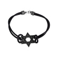 Silver 925 Oxidized Star Of David on a Leather Bracelet - OXB00005