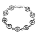Oxidized 925 Sterling Silver Open Disc Filigree Design Link Bracelet - OXB00013