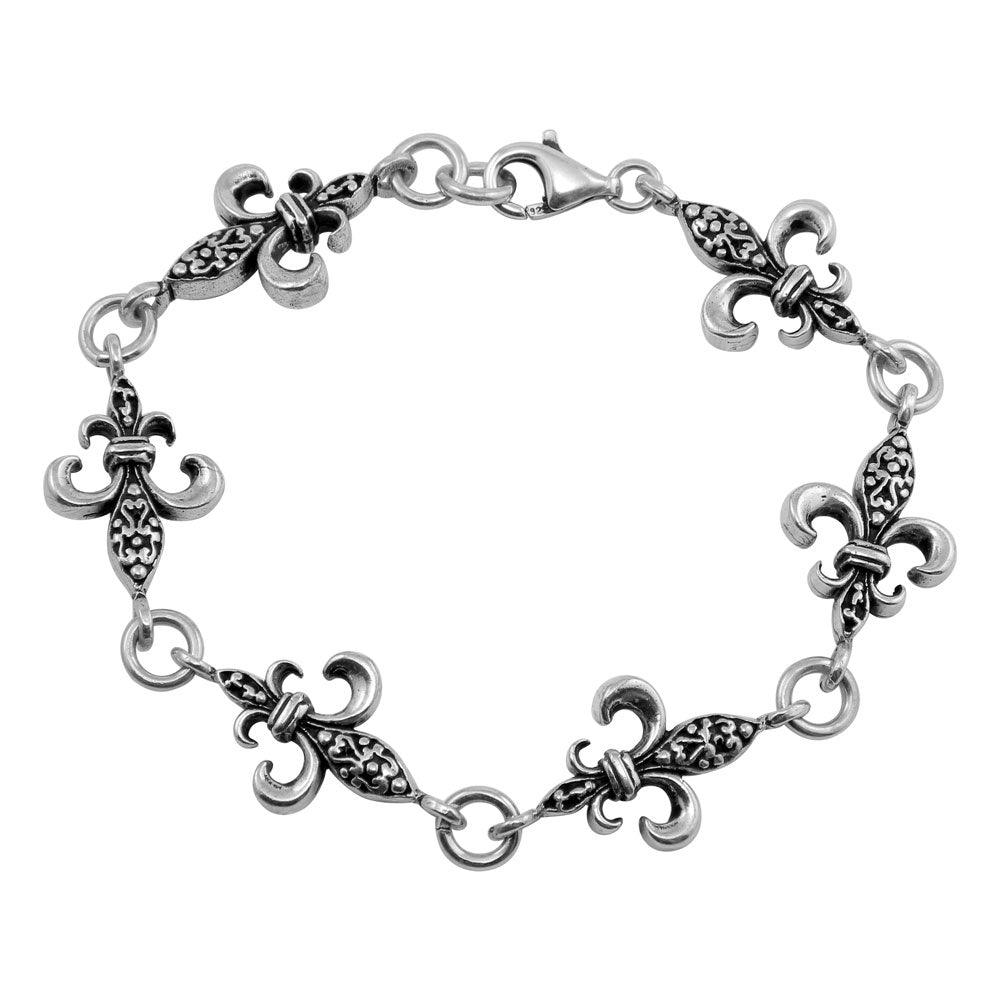Oxidized 925 Sterling Silver Filigree Link Bracelet - OXB00016