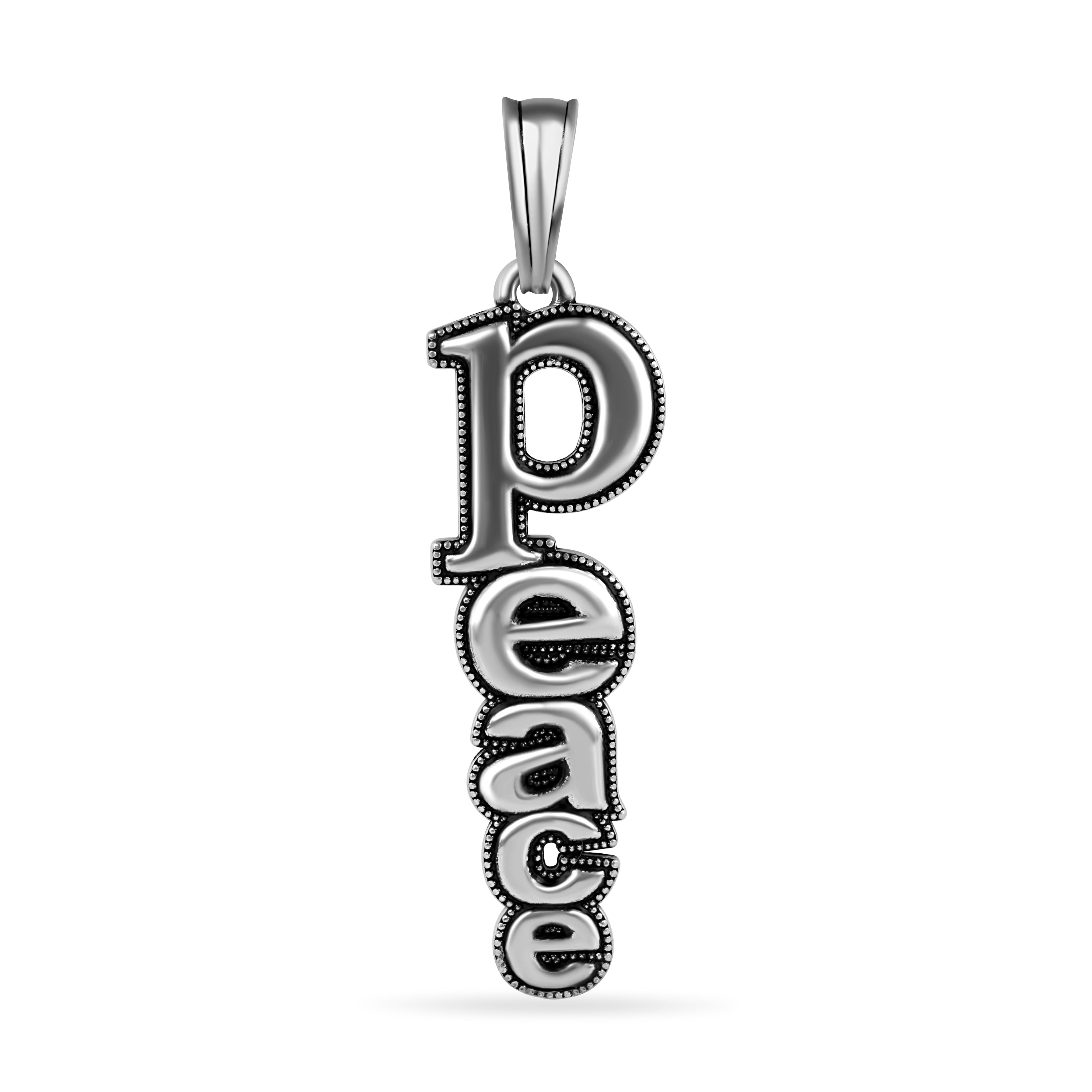 Oxidized 925 Sterling Silver Peace Pendant - OXP00004