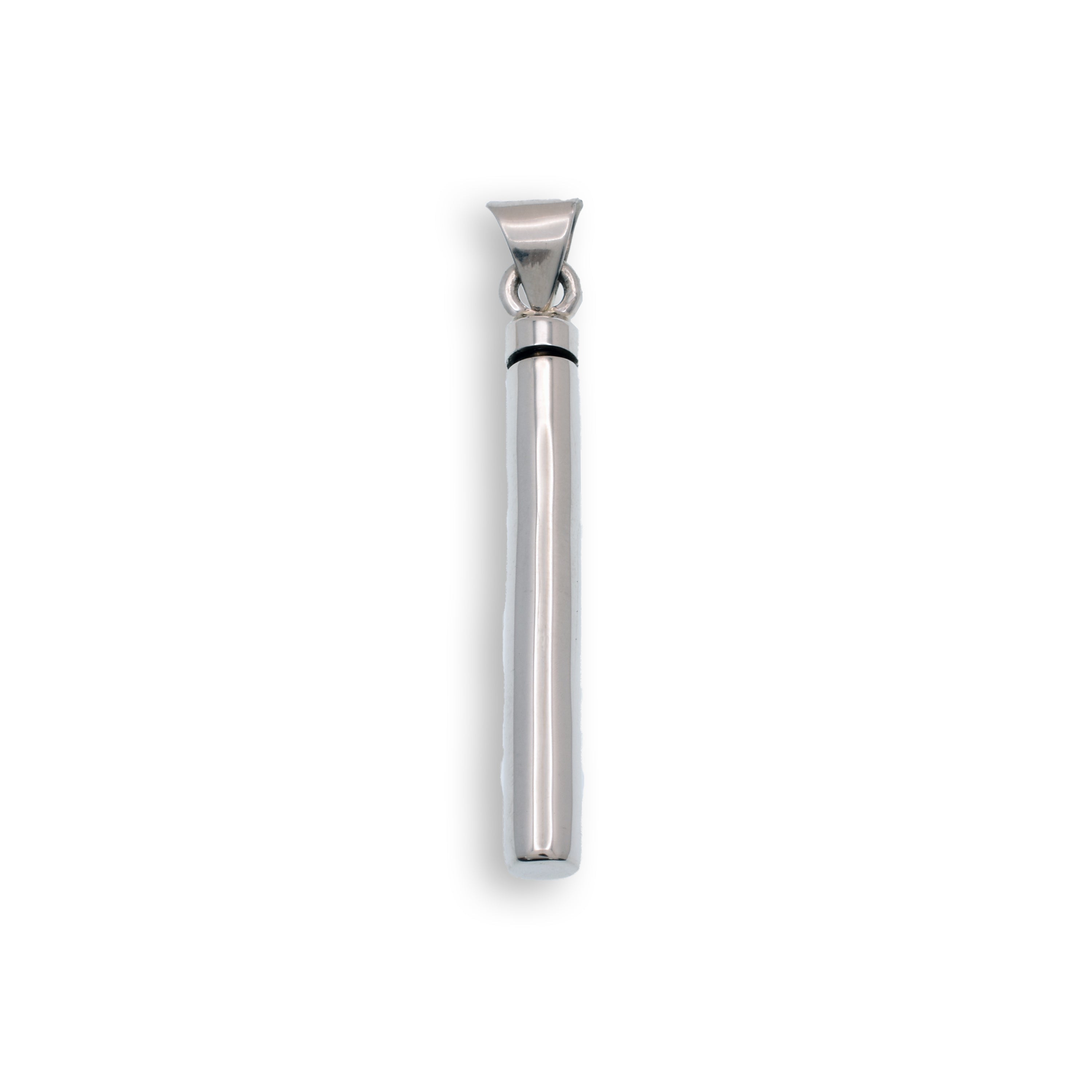 High Polished 925 Sterling Silver Cylinder Memorial Screw Top Bail Pendant - OXP00071