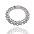 Rhodium Plated 925 Sterling Silver Pave CZ Iced Out Cuban Link 15mm Chain or Bracelet - GMN00243