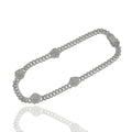 Rhodium Plated 925 Sterling Silver Iced Out Flower 10mm Monaco Necklace - GMN00240